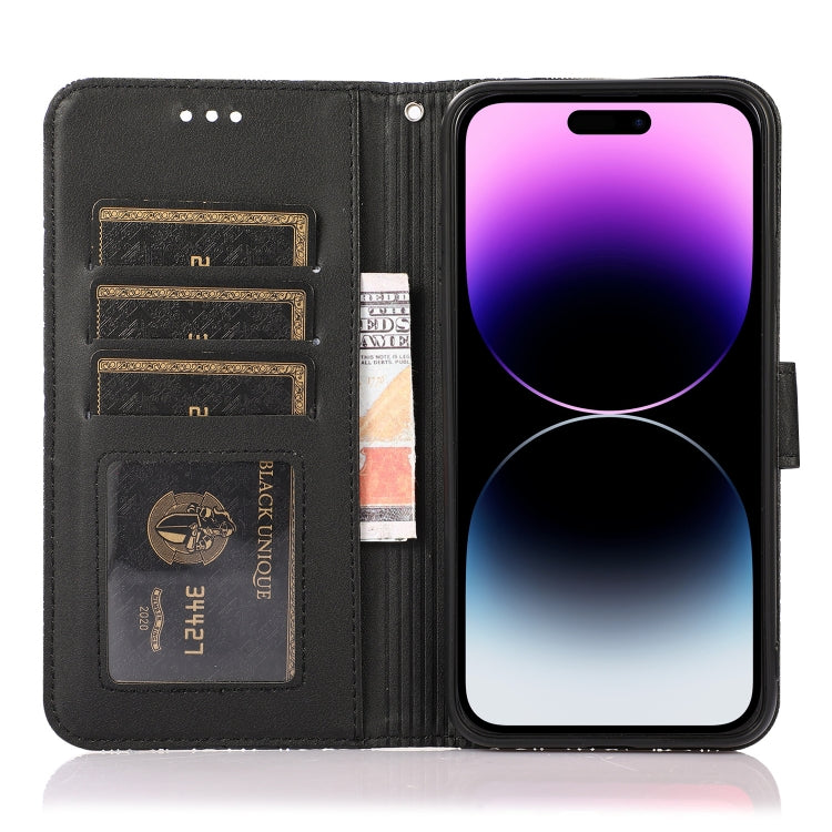 For iPhone 14 Pro Skin Feel Embossed Sunflower Horizontal Leather Case