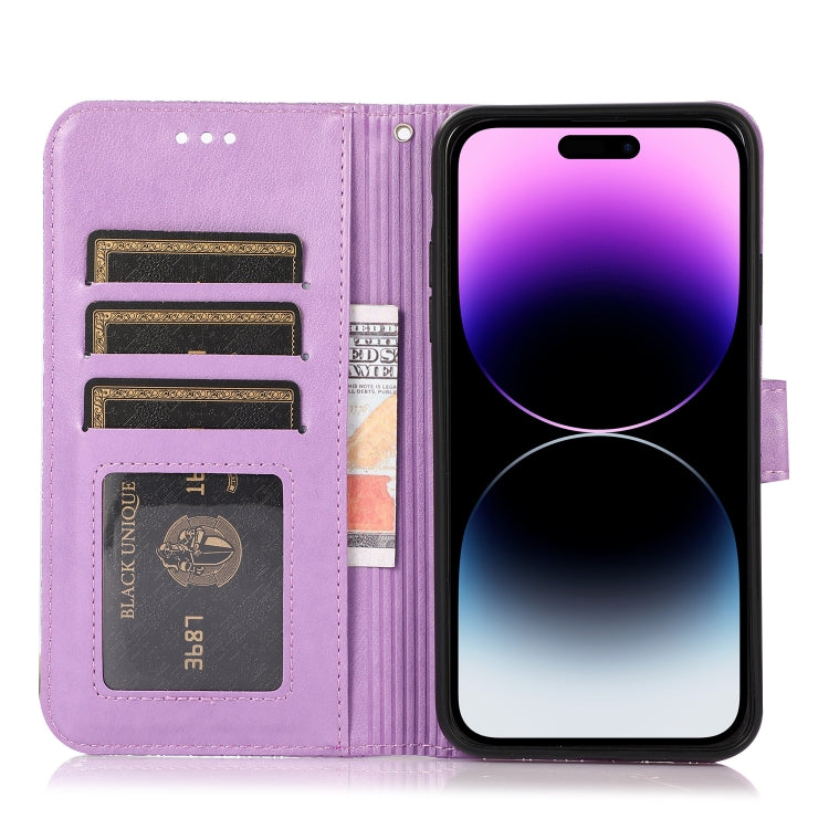 For iPhone 14 Pro Max Skin Feel Embossed Sunflower Horizontal Leather Case