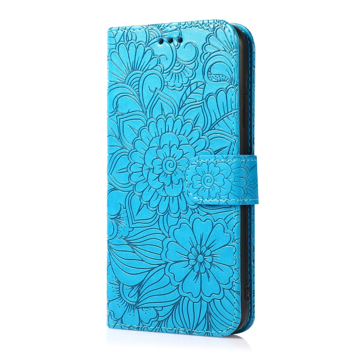 For iPhone 14 Pro Max Skin Feel Embossed Sunflower Horizontal Leather Case