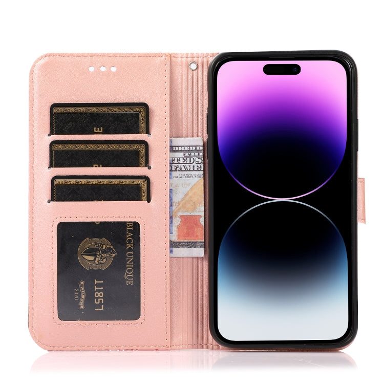 For iPhone 14 Pro Max Skin Feel Embossed Sunflower Horizontal Leather Case