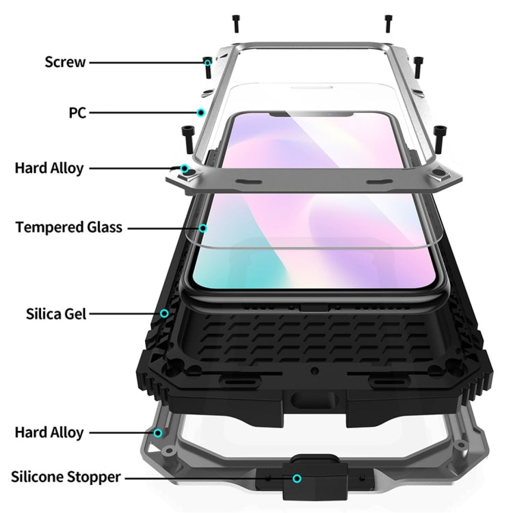 For iPhone 11 Pro Max Shockproof Waterproof Dust-proof Metal + Silicone Protective Case with Holder