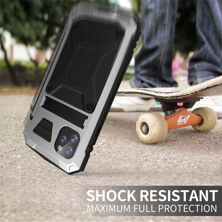 For iPhone 11 Pro Max Shockproof Waterproof Dust-proof Metal + Silicone Protective Case with Holder
