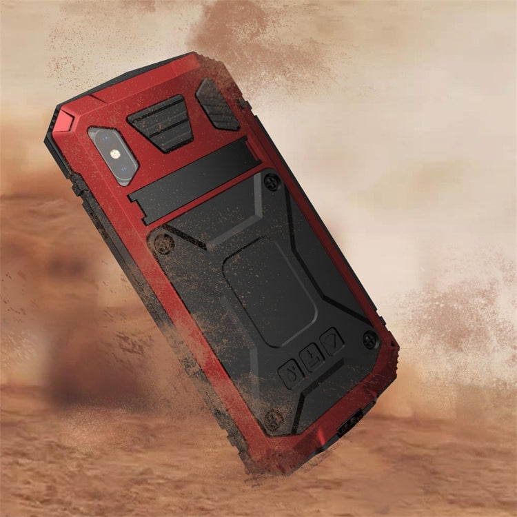 For iPhone X / XS Shockproof Waterproof Dust-proof Metal + Silicone Protective Case with Holder