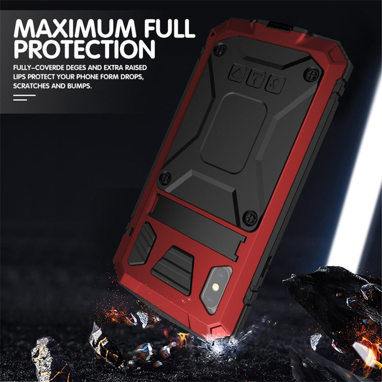 For iPhone X / XS Shockproof Waterproof Dust-proof Metal + Silicone Protective Case with Holder