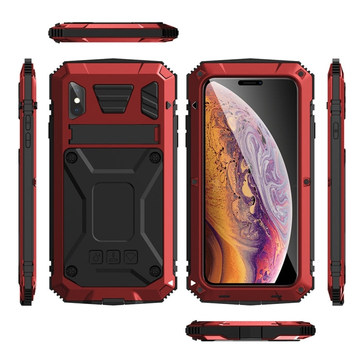 For iPhone X / XS Shockproof Waterproof Dust-proof Metal + Silicone Protective Case with Holder