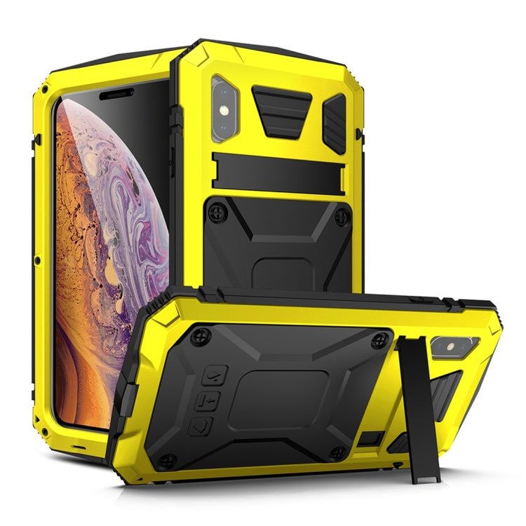 For iPhone X / XS Shockproof Waterproof Dust-proof Metal + Silicone Protective Case with Holder