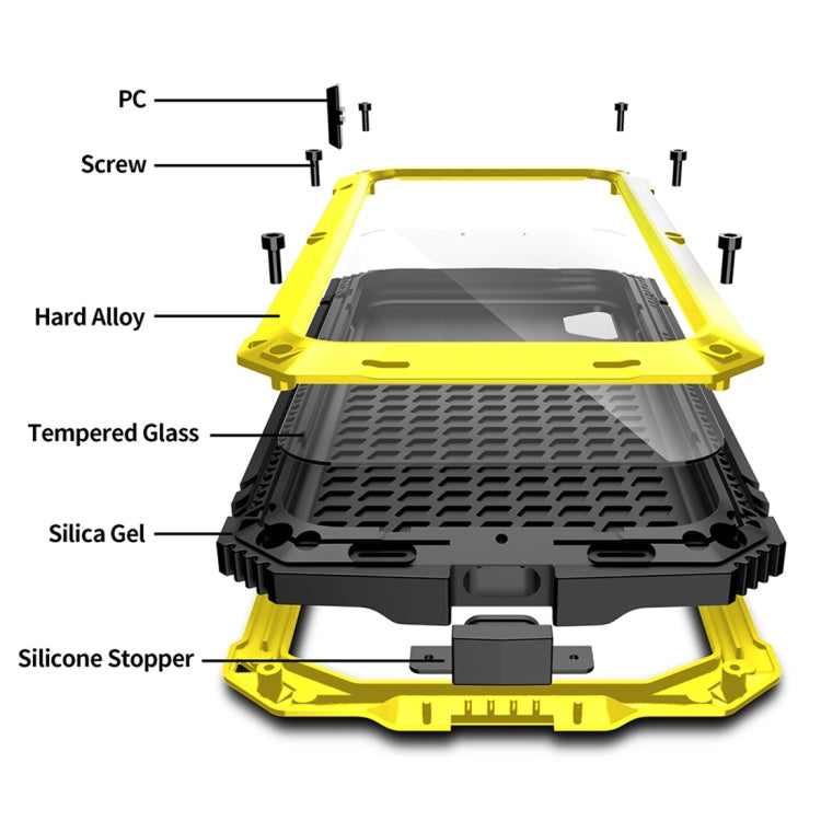 For iPhone X / XS Shockproof Waterproof Dust-proof Metal + Silicone Protective Case with Holder