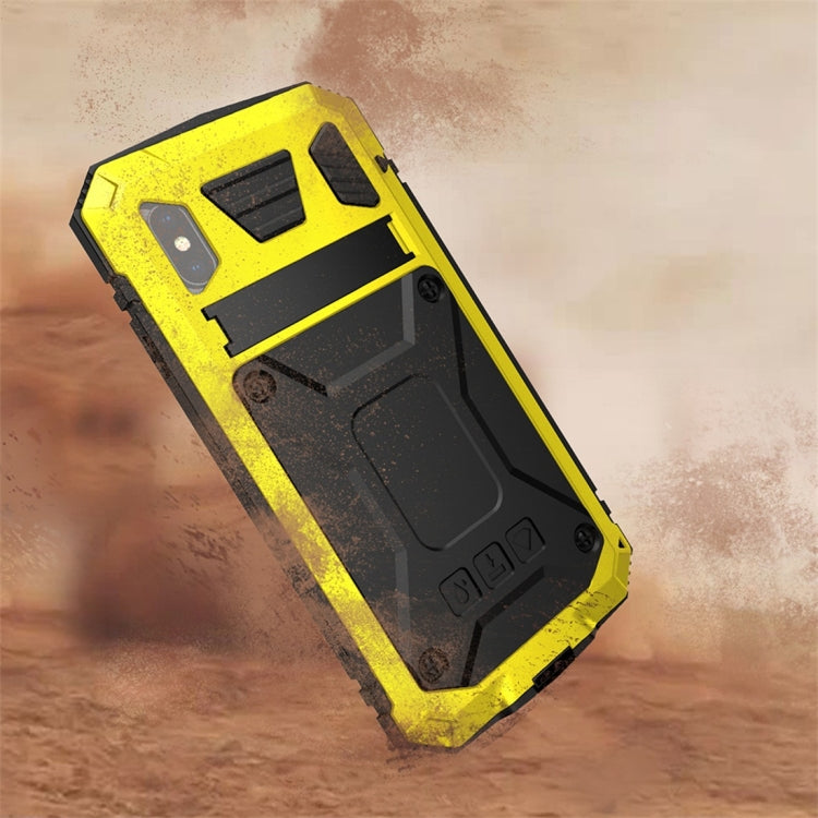 For iPhone X / XS Shockproof Waterproof Dust-proof Metal + Silicone Protective Case with Holder