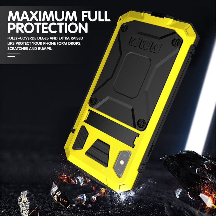 For iPhone X / XS Shockproof Waterproof Dust-proof Metal + Silicone Protective Case with Holder