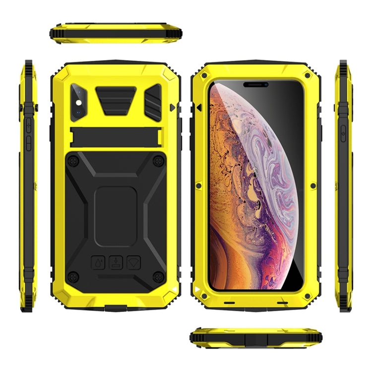 For iPhone X / XS Shockproof Waterproof Dust-proof Metal + Silicone Protective Case with Holder