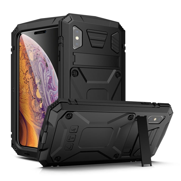 For iPhone XR Shockproof Waterproof Dust-proof Metal + Silicone Protective Case with Holder