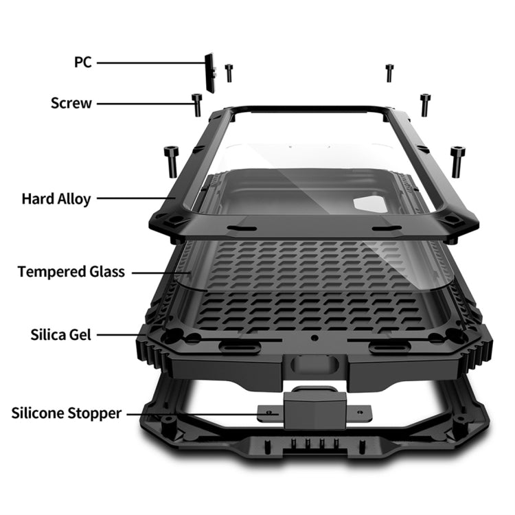 For iPhone XR Shockproof Waterproof Dust-proof Metal + Silicone Protective Case with Holder
