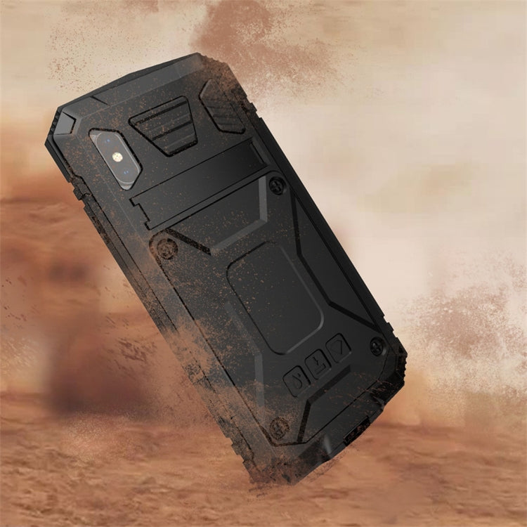 For iPhone XR Shockproof Waterproof Dust-proof Metal + Silicone Protective Case with Holder