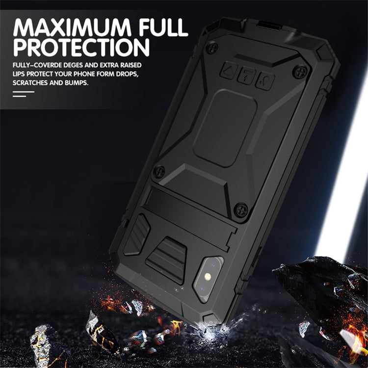 For iPhone XR Shockproof Waterproof Dust-proof Metal + Silicone Protective Case with Holder
