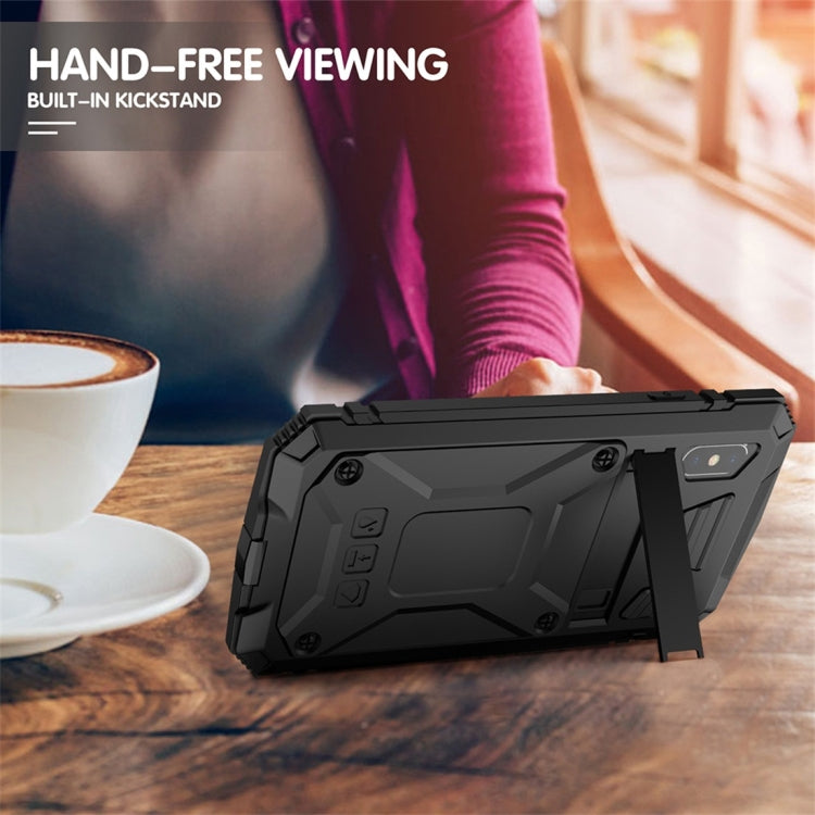 For iPhone XR Shockproof Waterproof Dust-proof Metal + Silicone Protective Case with Holder