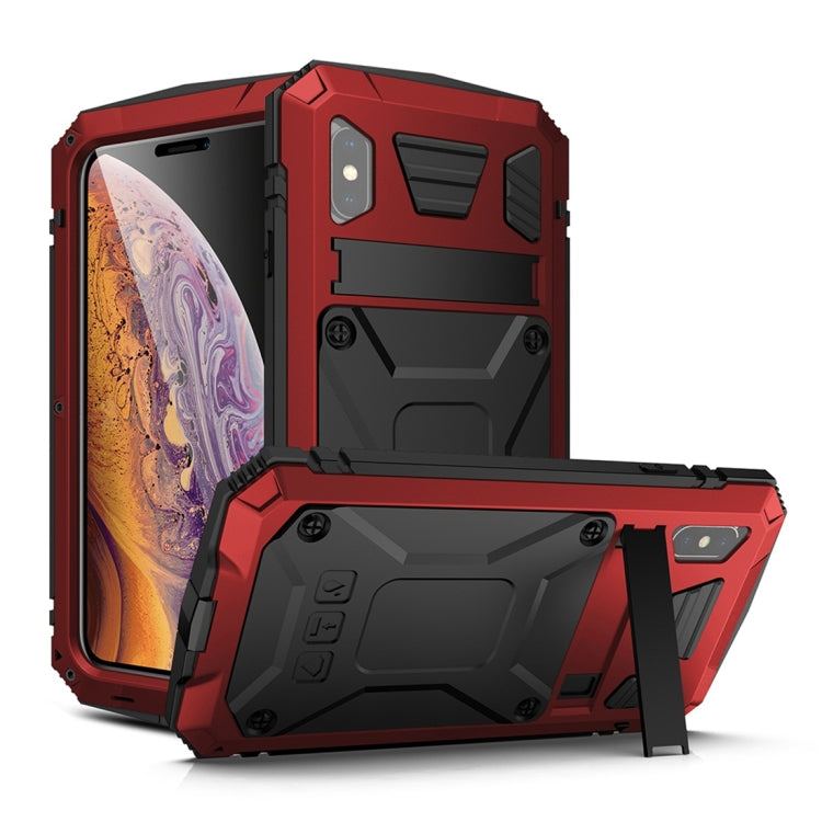For iPhone XR Shockproof Waterproof Dust-proof Metal + Silicone Protective Case with Holder