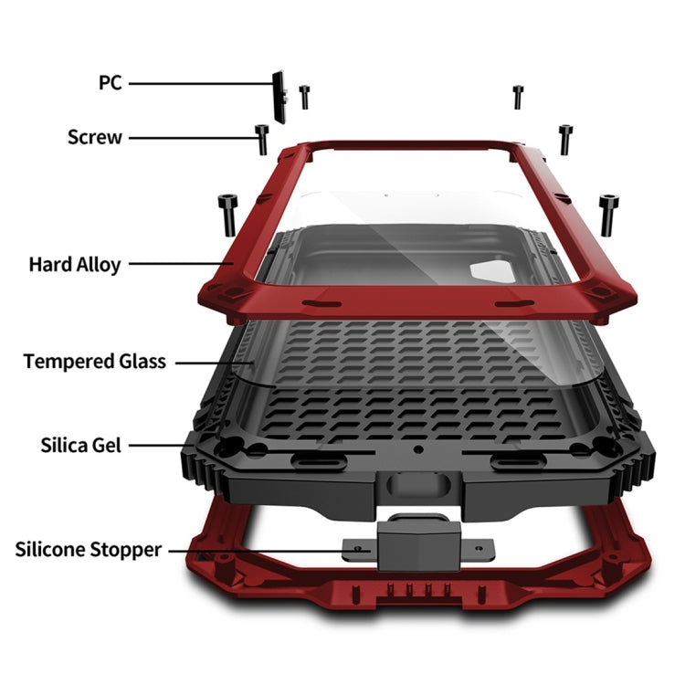 For iPhone XR Shockproof Waterproof Dust-proof Metal + Silicone Protective Case with Holder