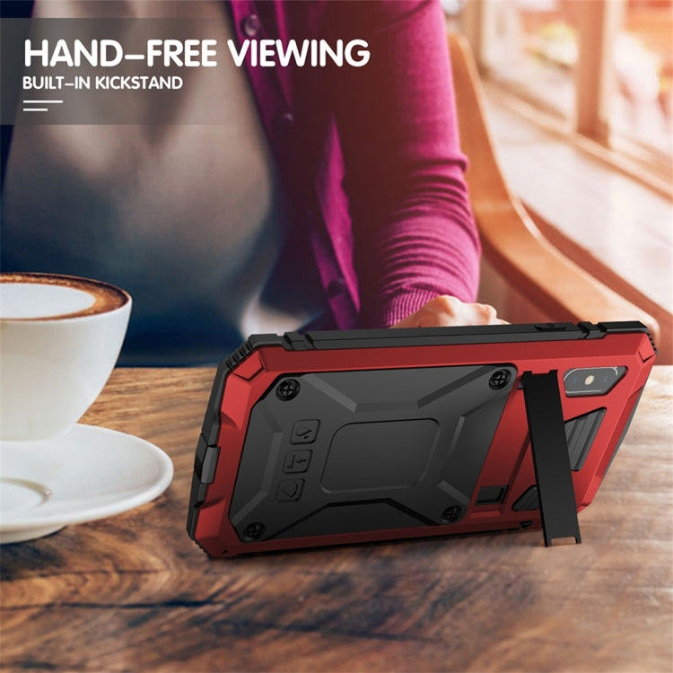 For iPhone XR Shockproof Waterproof Dust-proof Metal + Silicone Protective Case with Holder
