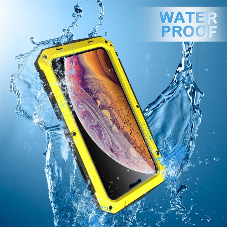 For iPhone XR Shockproof Waterproof Dust-proof Metal + Silicone Protective Case with Holder