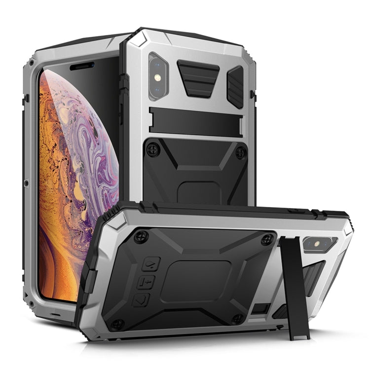 For iPhone XR Shockproof Waterproof Dust-proof Metal + Silicone Protective Case with Holder