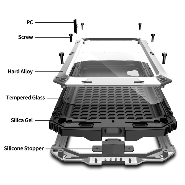 For iPhone XR Shockproof Waterproof Dust-proof Metal + Silicone Protective Case with Holder