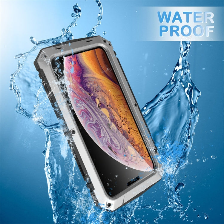 For iPhone XR Shockproof Waterproof Dust-proof Metal + Silicone Protective Case with Holder