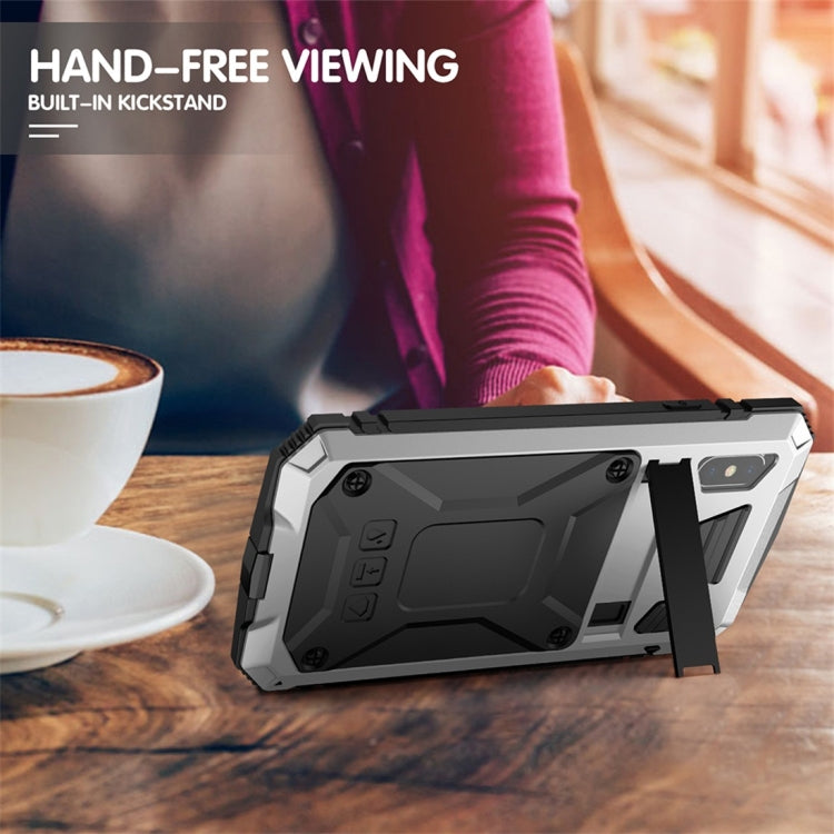 For iPhone XR Shockproof Waterproof Dust-proof Metal + Silicone Protective Case with Holder