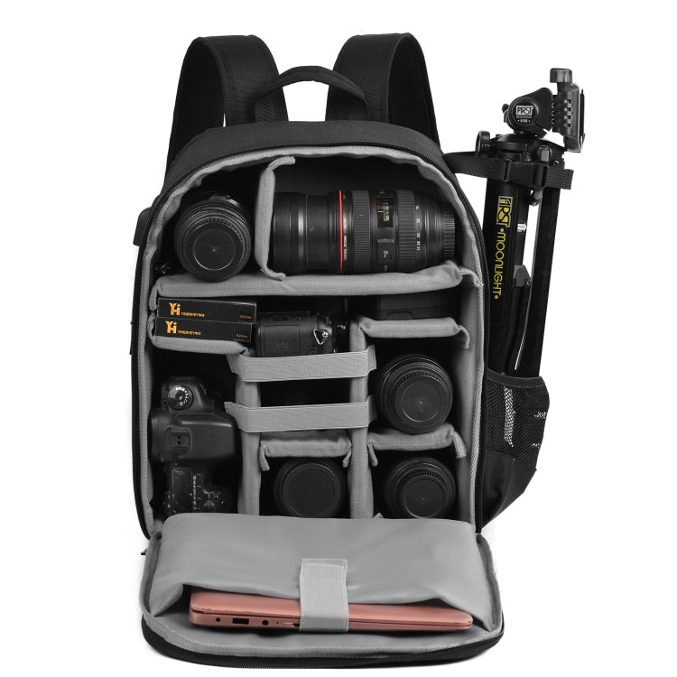 CADeN D6 VII 2 in 1 Camera Backpack Shoulders Nylon Camera Lens Bag with Stool, Size:31.5 x 16.5 x 41.5cm(Black)