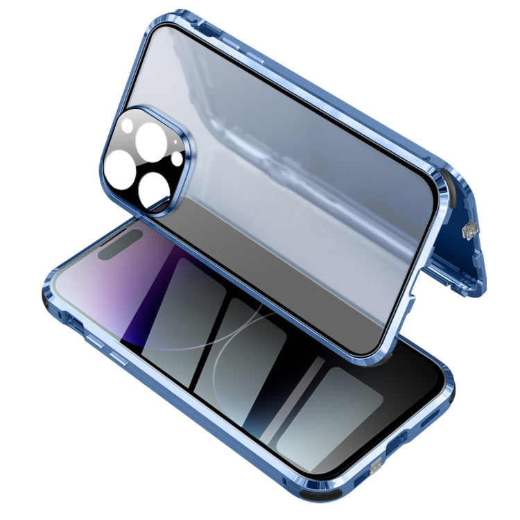 For iPhone 14 Pro Max Anti-peeping Magnetic Tempered Glass Phone Case