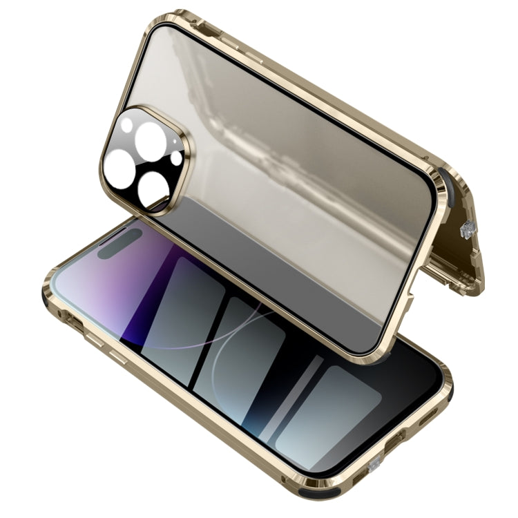 For iPhone 14 Pro Max Anti-peeping Magnetic Tempered Glass Phone Case