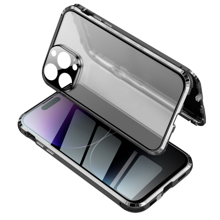 For iPhone 14 Pro Max Anti-peeping Magnetic Tempered Glass Phone Case