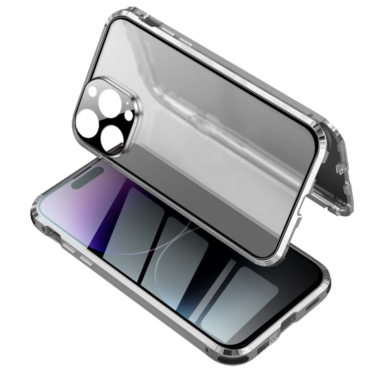 For iPhone 14 Pro Max Anti-peeping Magnetic Tempered Glass Phone Case