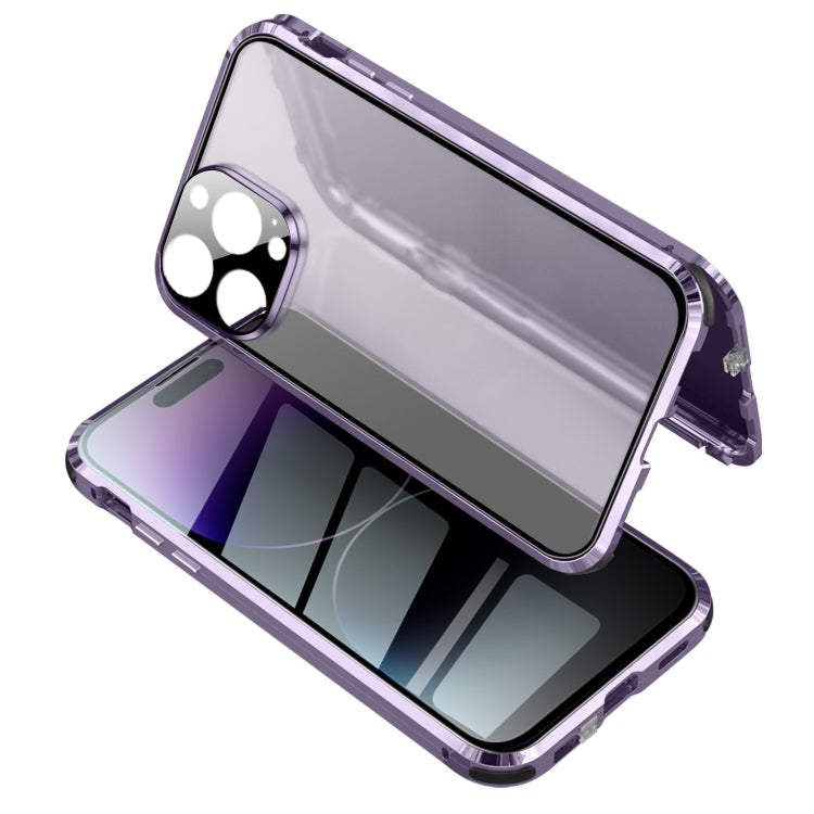 For iPhone 14 Pro Max Anti-peeping Magnetic Tempered Glass Phone Case