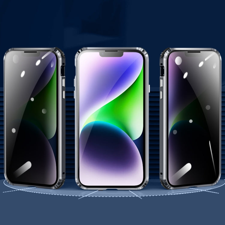 For iPhone 14 Pro Max Anti-peeping Magnetic Tempered Glass Phone Case