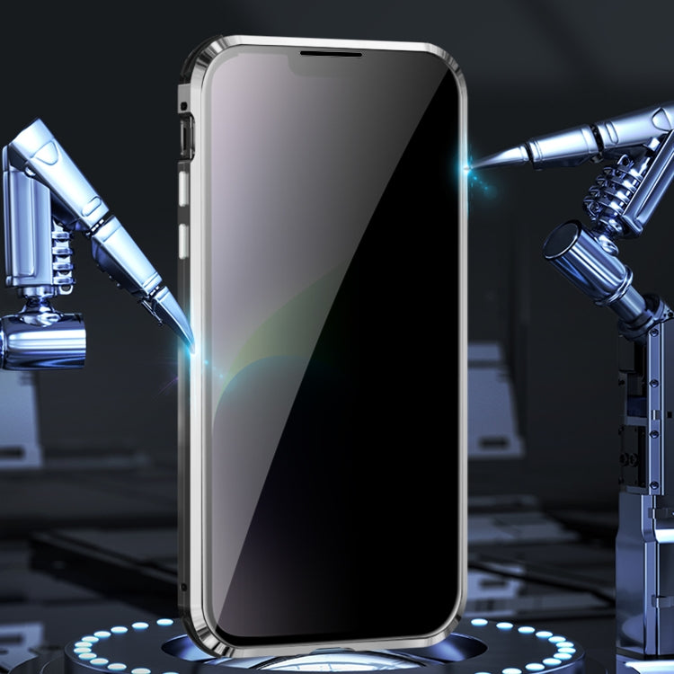 For iPhone 14 Pro Max Anti-peeping Magnetic Tempered Glass Phone Case