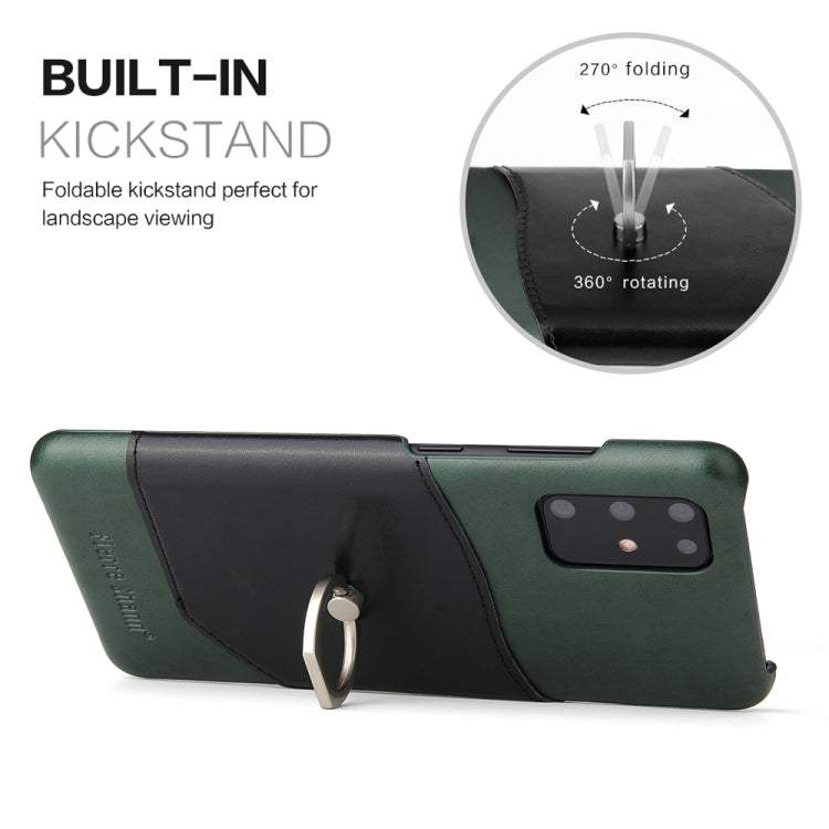 For Galaxy S20 Fierre Shann Oil Wax Texture Genuine Leather Back Cover Case with 360 Degree Rotation Holder & Card Slot