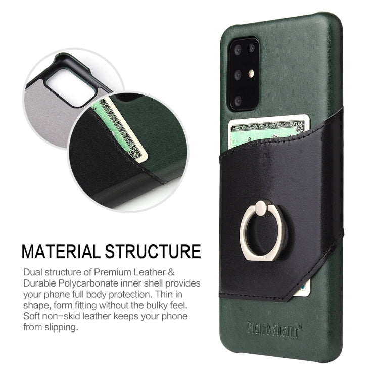 For Galaxy S20 Fierre Shann Oil Wax Texture Genuine Leather Back Cover Case with 360 Degree Rotation Holder & Card Slot