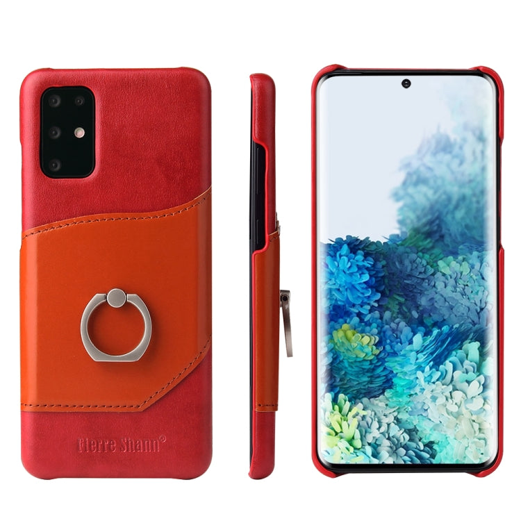 For Galaxy S20 Fierre Shann Oil Wax Texture Genuine Leather Back Cover Case with 360 Degree Rotation Holder & Card Slot