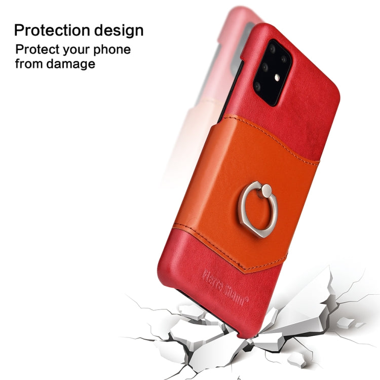 For Galaxy S20 Fierre Shann Oil Wax Texture Genuine Leather Back Cover Case with 360 Degree Rotation Holder & Card Slot