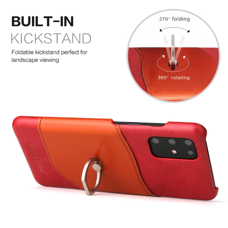 For Galaxy S20 Fierre Shann Oil Wax Texture Genuine Leather Back Cover Case with 360 Degree Rotation Holder & Card Slot