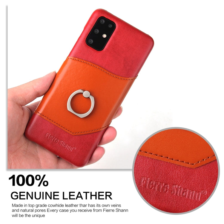 For Galaxy S20 Fierre Shann Oil Wax Texture Genuine Leather Back Cover Case with 360 Degree Rotation Holder & Card Slot