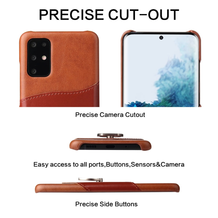 For Galaxy S20 Fierre Shann Oil Wax Texture Genuine Leather Back Cover Case with 360 Degree Rotation Holder & Card Slot