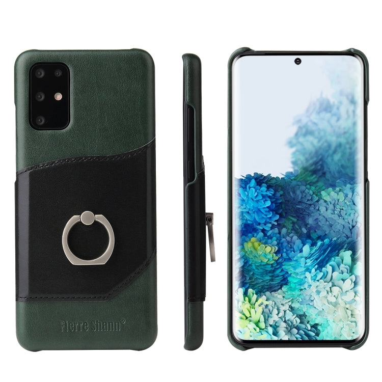 For Galaxy S20+ Fierre Shann Oil Wax Texture Genuine Leather Back Cover Case with 360 Degree Rotation Holder & Card Slot