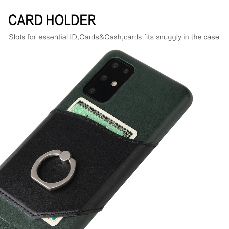 For Galaxy S20+ Fierre Shann Oil Wax Texture Genuine Leather Back Cover Case with 360 Degree Rotation Holder & Card Slot