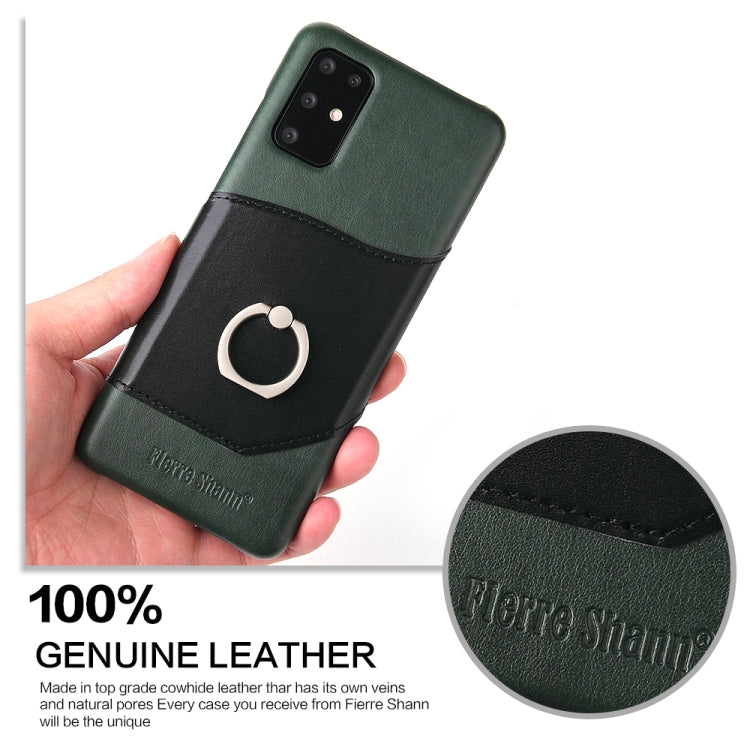For Galaxy S20+ Fierre Shann Oil Wax Texture Genuine Leather Back Cover Case with 360 Degree Rotation Holder & Card Slot