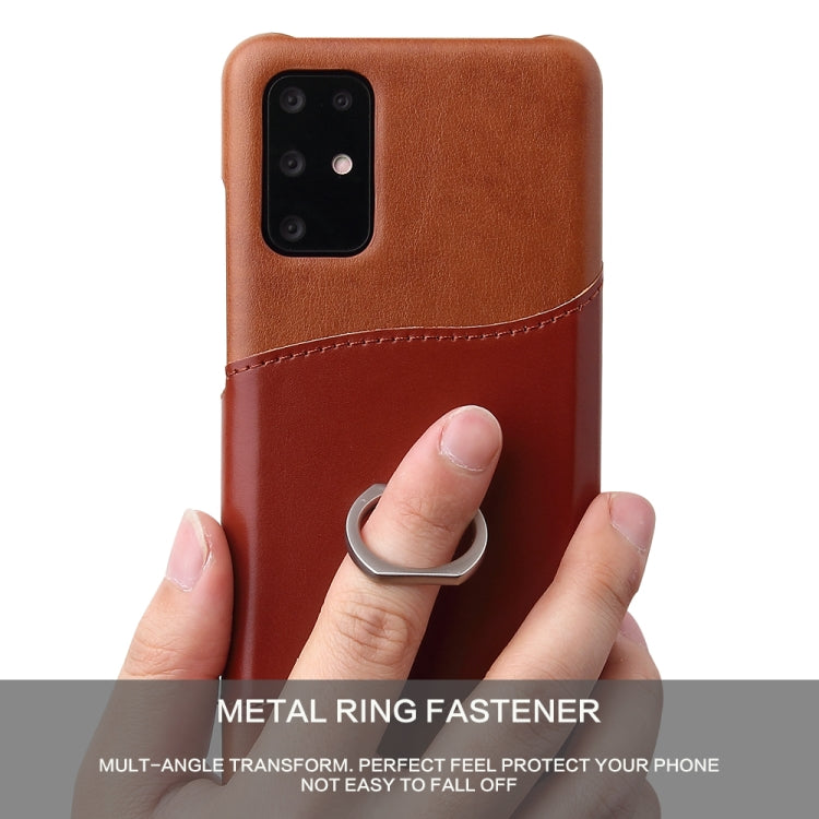 For Galaxy S20+ Fierre Shann Oil Wax Texture Genuine Leather Back Cover Case with 360 Degree Rotation Holder & Card Slot