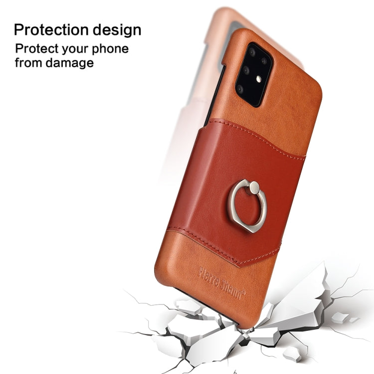 For Galaxy S20+ Fierre Shann Oil Wax Texture Genuine Leather Back Cover Case with 360 Degree Rotation Holder & Card Slot