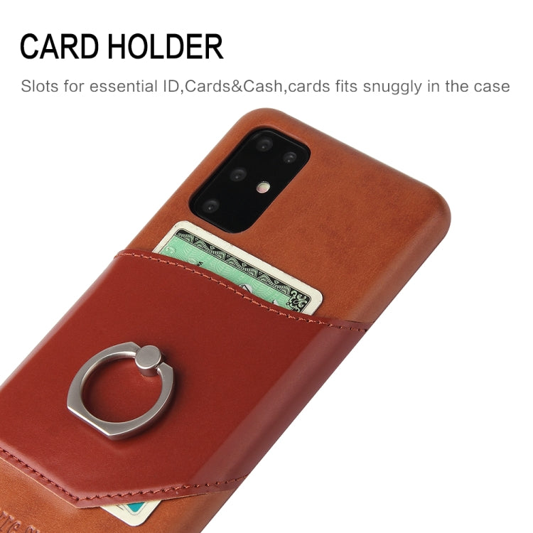 For Galaxy S20+ Fierre Shann Oil Wax Texture Genuine Leather Back Cover Case with 360 Degree Rotation Holder & Card Slot