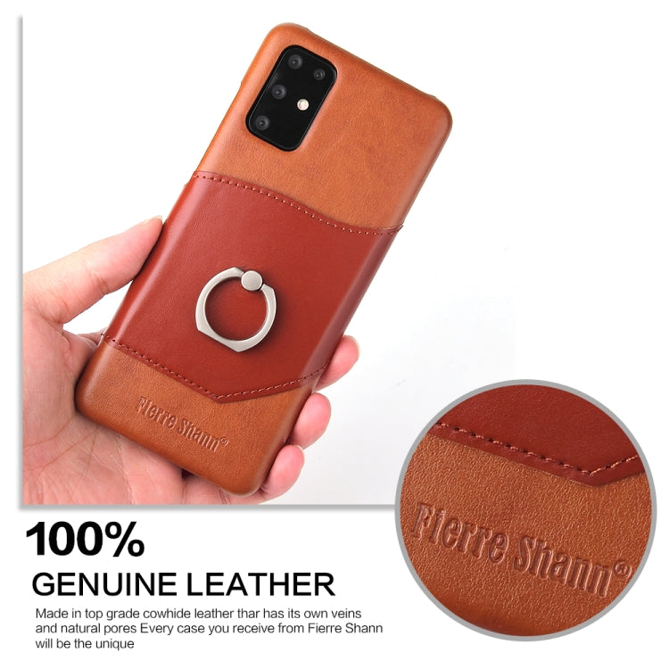 For Galaxy S20+ Fierre Shann Oil Wax Texture Genuine Leather Back Cover Case with 360 Degree Rotation Holder & Card Slot