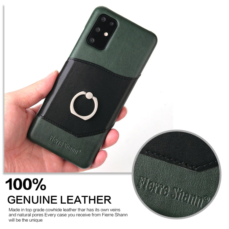 For Galaxy S20 Ultra Fierre Shann Oil Wax Texture Genuine Leather Back Cover Case with 360 Degree Rotation Holder & Card Slot
